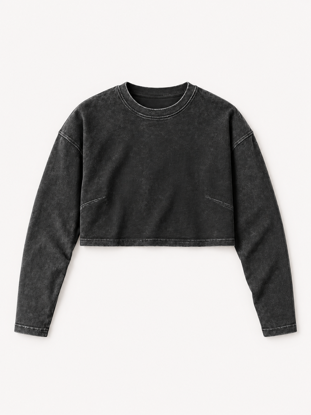 260GSM Women's Raw Hem Long Sleeve Crop Top