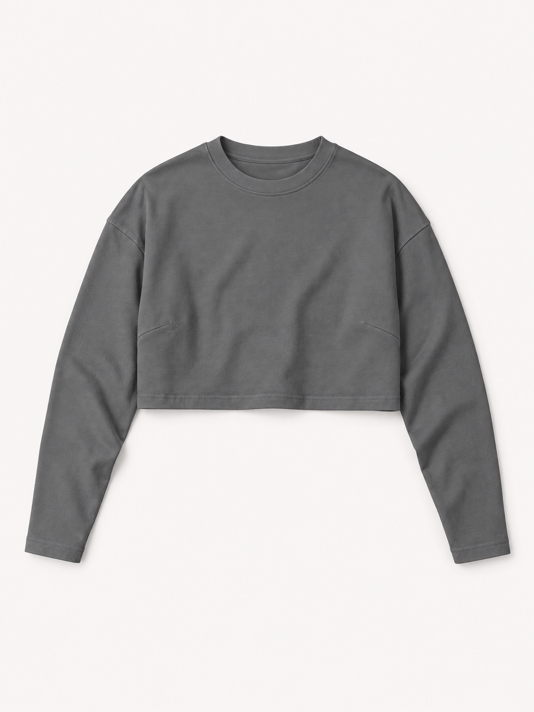 260GSM Women's Raw Hem Long Sleeve Crop Top